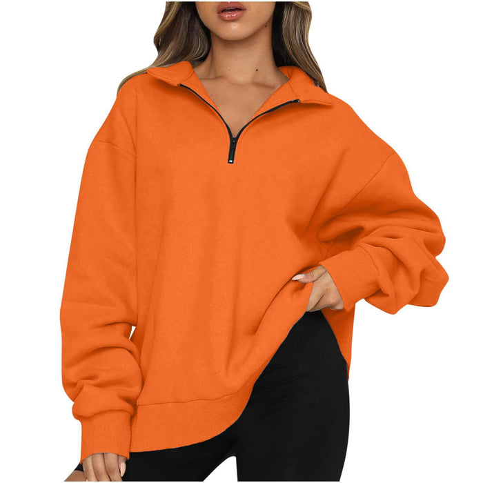 Oversized Half-Zip Pullover in Amber