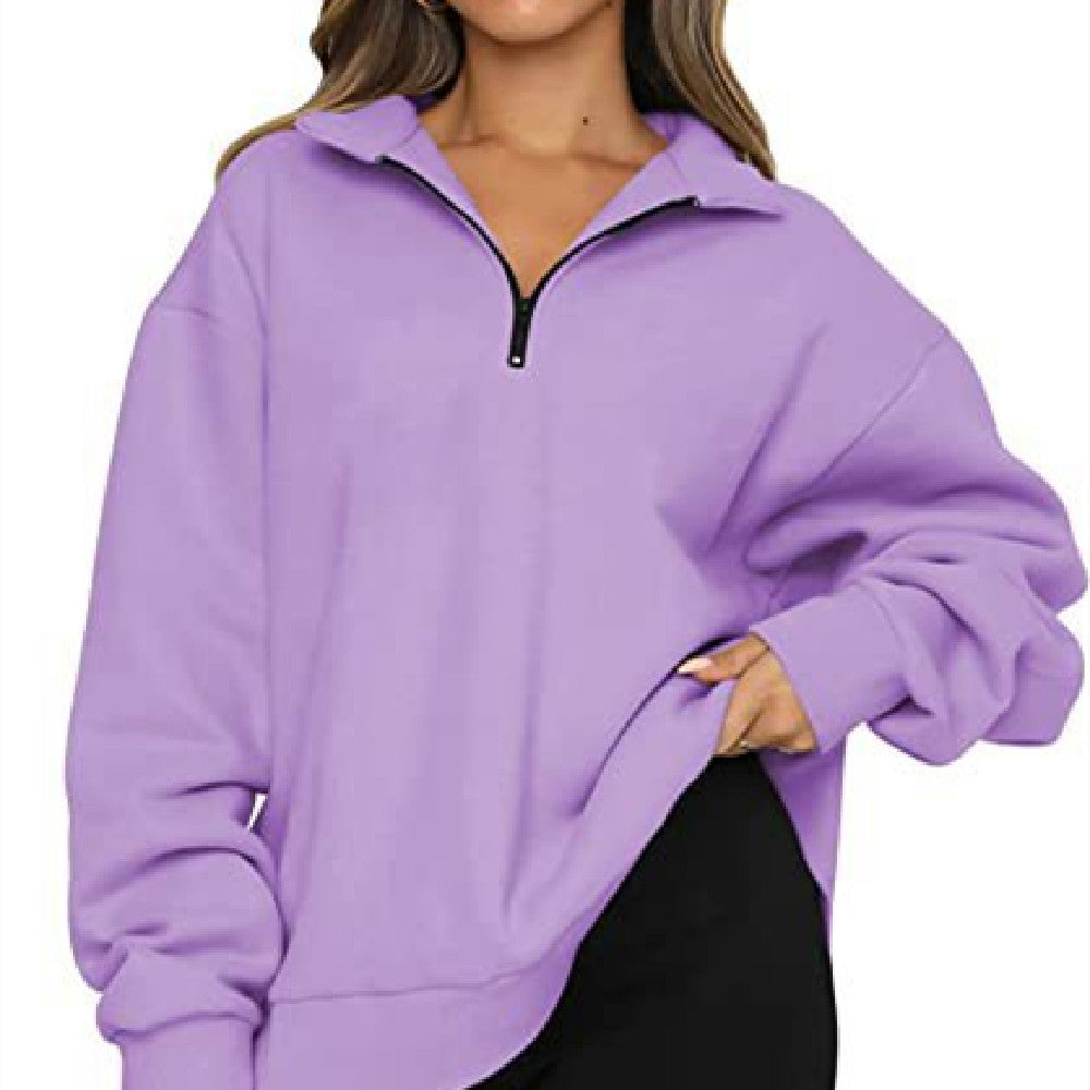 Oversized Half-Zip Pullover in Iris