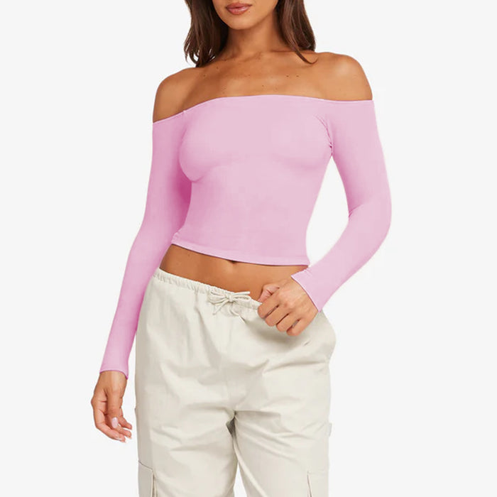 Off-Shoulder Long Sleeve in Peach