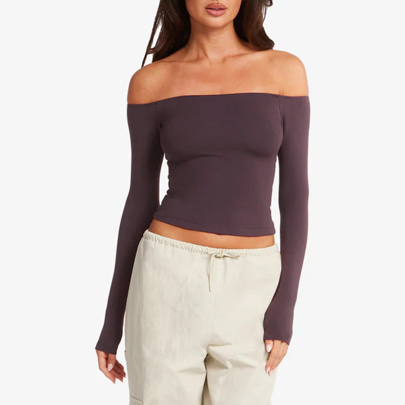 Off-Shoulder Long Sleeve in Plum