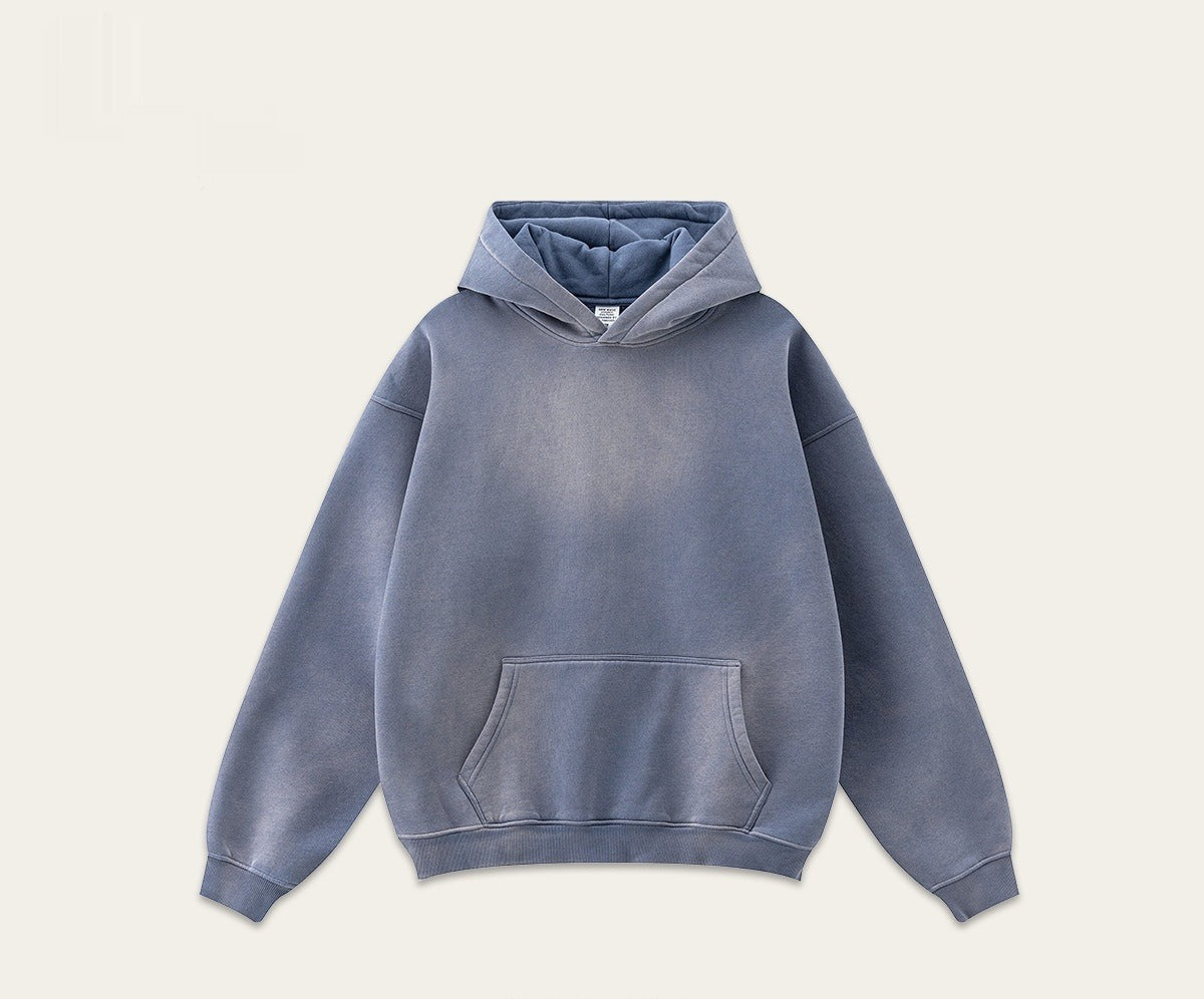 Washed Fleece Hoodie in Washed Indigo
