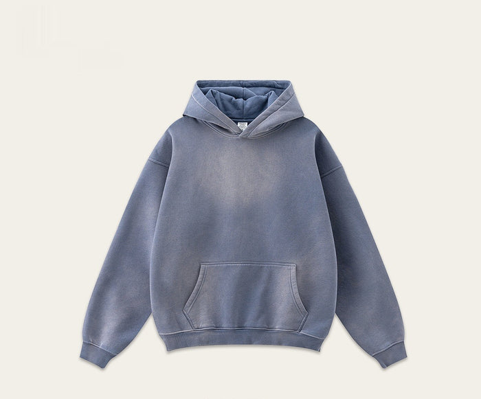 Washed Fleece Hoodie in Washed Indigo