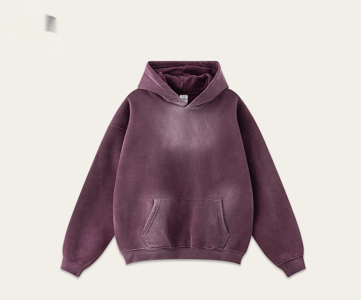 Washed Fleece Hoodie in Washed Plum
